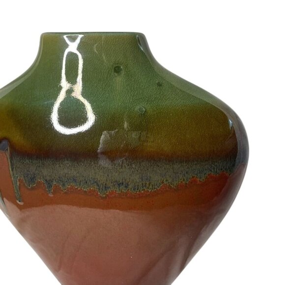 Southwestern Style Ceramic Bulb Vase Drip Glazed Decorative Retro Home Decor B - Picture 3 of 5